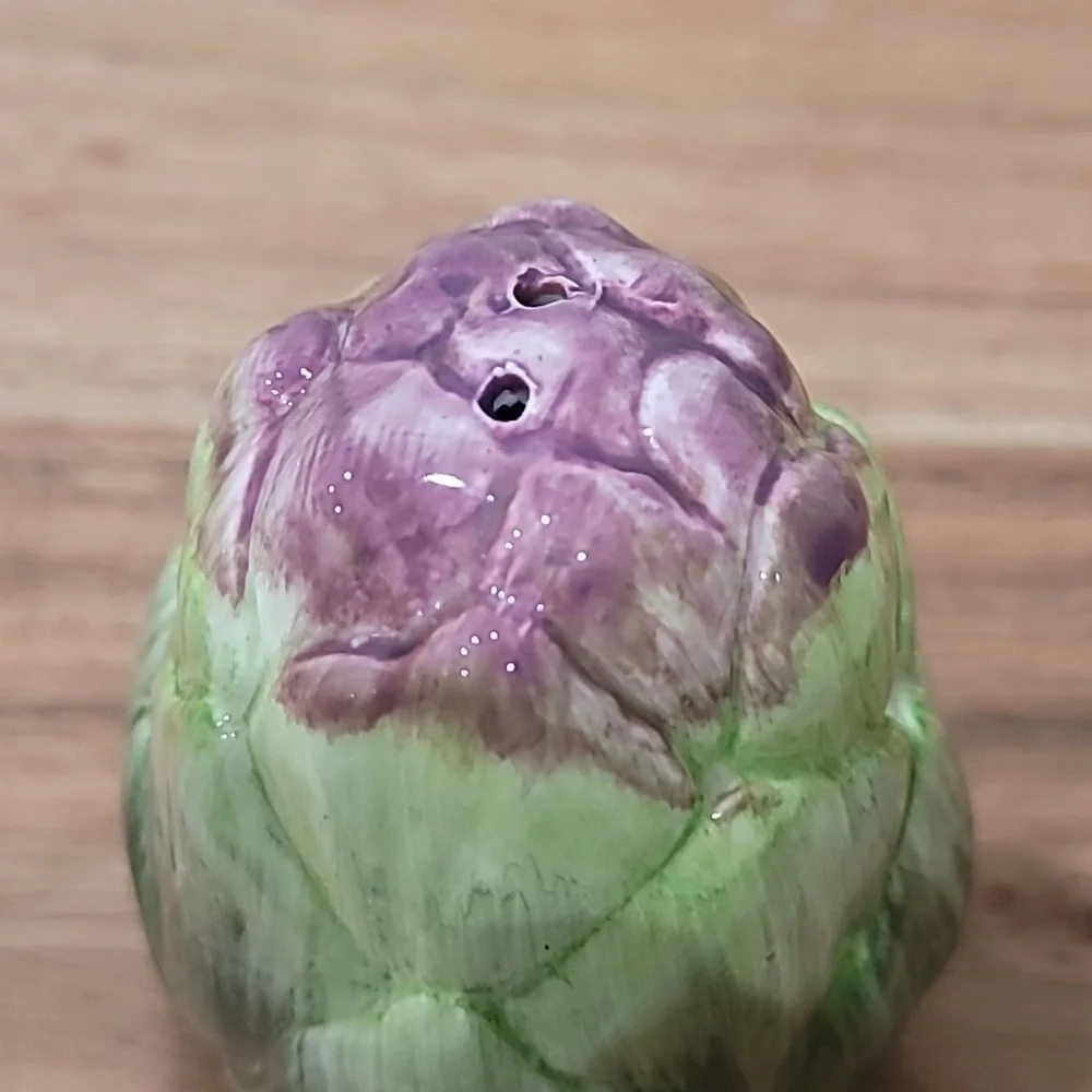 Fitz and Floyd Purple and Green Ceramic Artichoke - Picture 3 of 3
